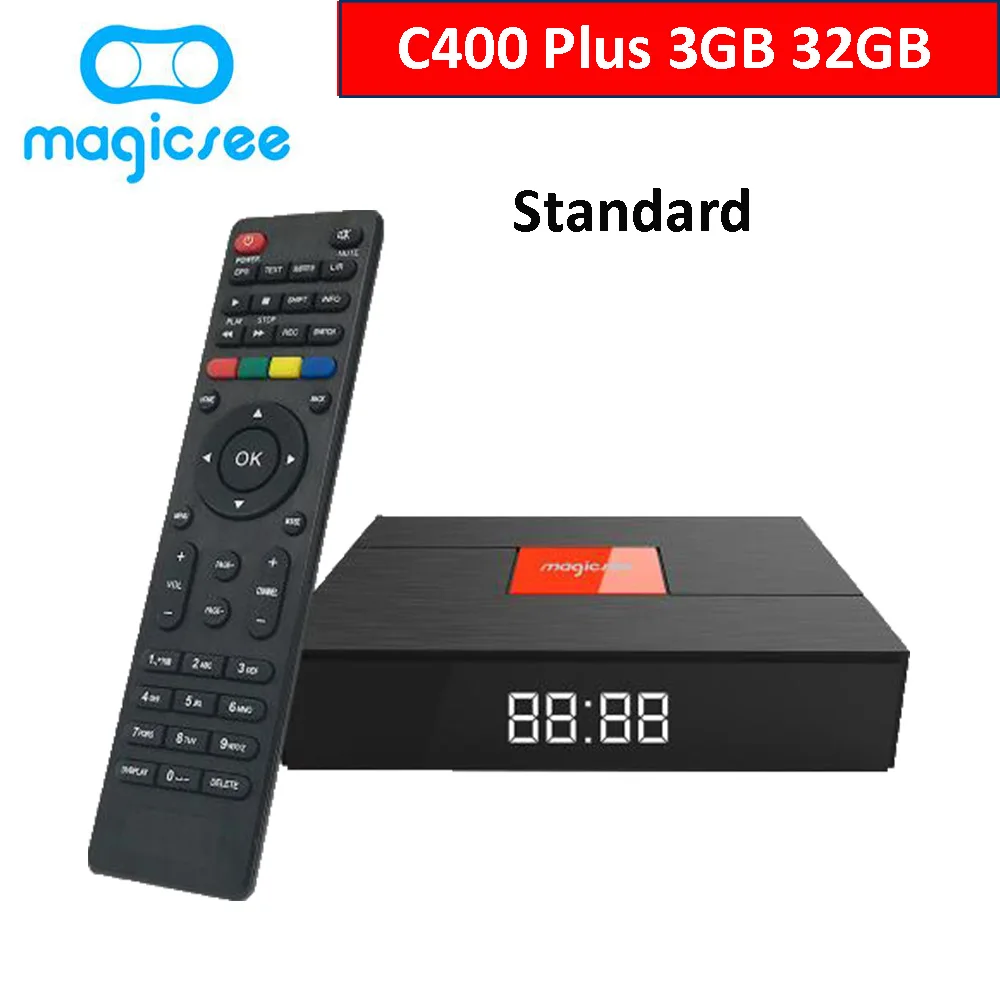 Magicsee C400 Plus Amlogic S912 Восьмиядерный ТВ приставка 3+ 32 ГБ Android 4K Смарт ТВ приставка DVB-S2 DVB-T2 кабель двойной WiFi смарт медиаплеер - Цвет: Standard