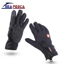 Seapesca Черный Зимняя Рыбалка перчатки Охотничьи перчатки противоскользящие кожаные перчатки и варежки управляемый Сенсорный экран