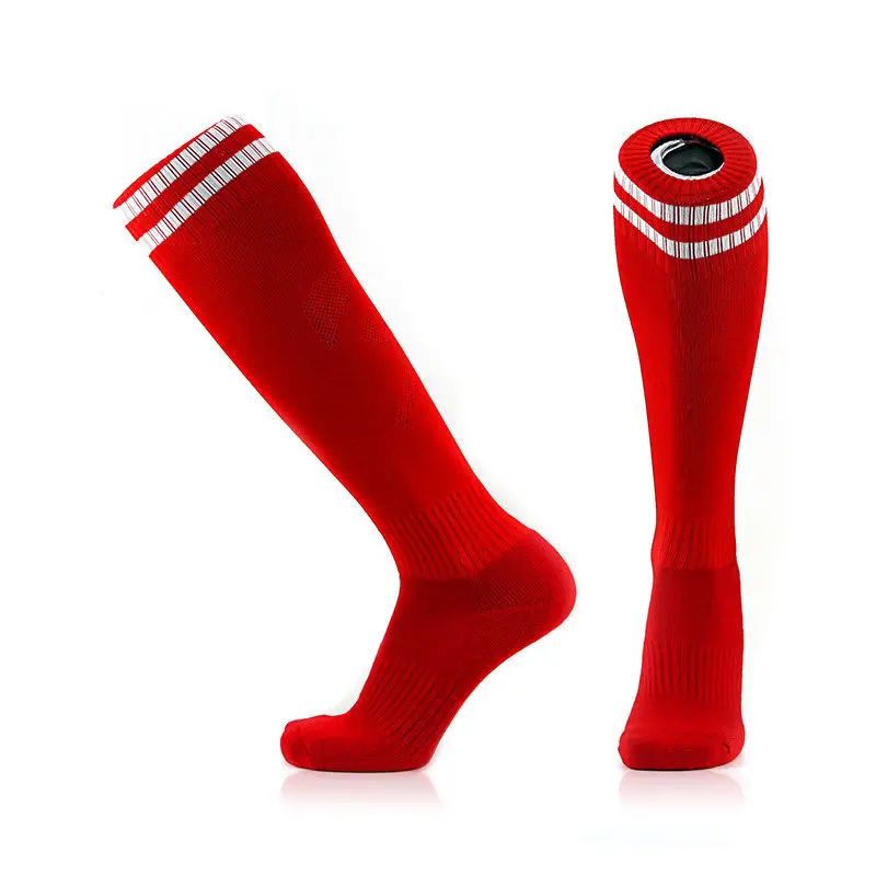 Взрослые спортивные длинные носки для спорта, баскетбола, футбола Лакросс команды Бейсбол Футбол леггинсы щитки компрессионная защита - Цвет: Red