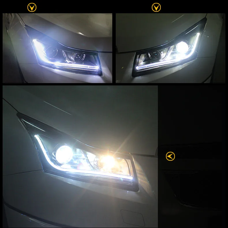 Ownsun Eagle Eyes светодиодный DRL Bi-xenon проектор линзы фары для Chevrolet Cruze 2009