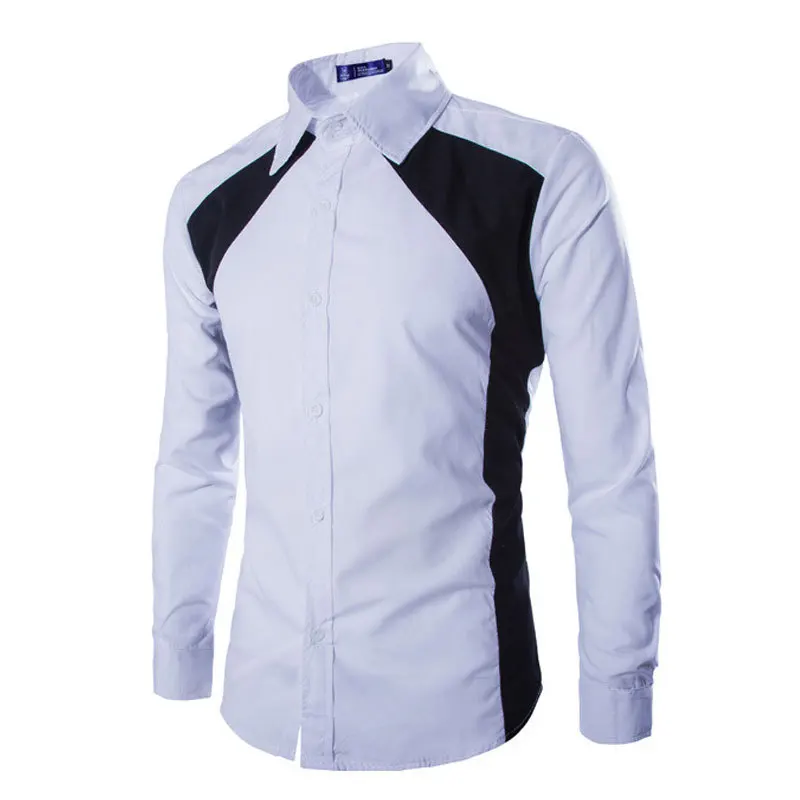 Patched font b Mens b font font b Shirt b font Long Sleeve Fashion Casual font
