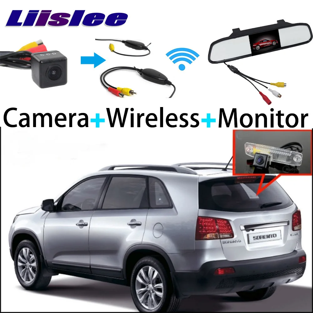 Mirror Monitor Easy DIY Back Up Parking System + 3 in1 Special Rear View Camera + Wireless Receiver For KIA Sorento 2009~2010