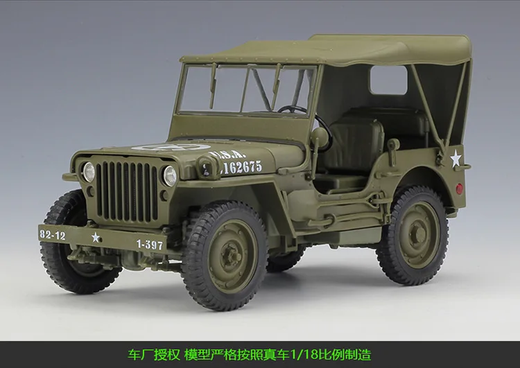 WELLY 1/18 масштаб США джип 1941 Willys MB SUV литая модель металлическая военная модель автомобиля игрушка для подарка, детей, коллекция