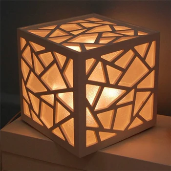 

Breastfeeding lighting environmental safety wood white table lamp wood carving square lamp fire waterproof night light Z120554