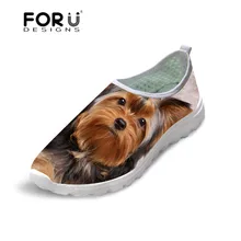 FORUDESIGNS/Йоркширский узор с милыми собачками; женская обувь на плоской подошве; сетчатые кроссовки на платформе для женщин; Легкая женская обувь без застежки