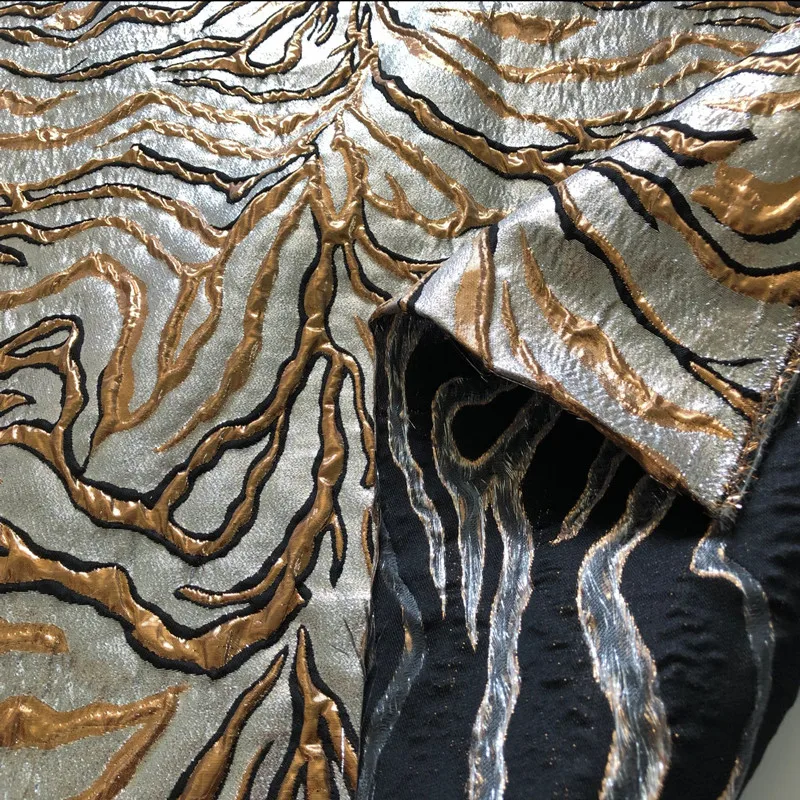SASKIA 1 метр полоса жаккардовая парча ткань для шитья окрашенная пряжа ткань Лоскутная Ткань Золото Серебро металлик платье Ткань Diy
