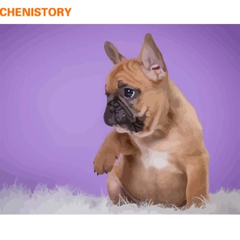 

CHENISTORY Frame Dog Animals DIY Painting By Numbers Acrylic Paint By Number Handpainted For Home Decor Calligraphy Painting Art