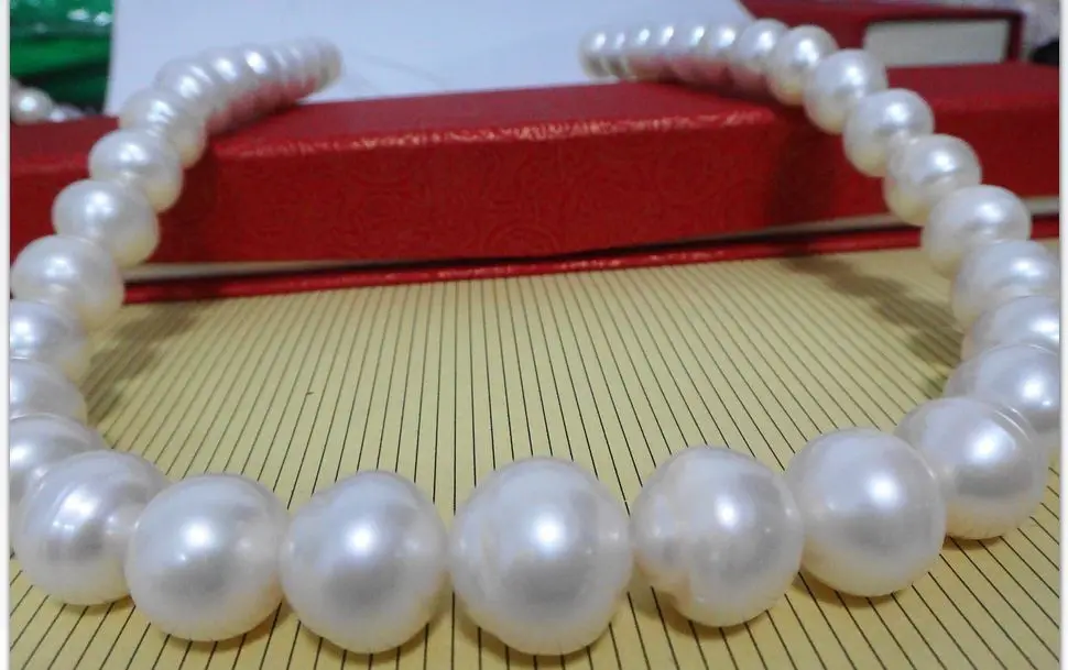 

hot sell- N1515 HUGE 18"11-12MM NATURAL SOUTH SEA GENUINE WHITE PEARL NECKLACE -Top quality free shipping