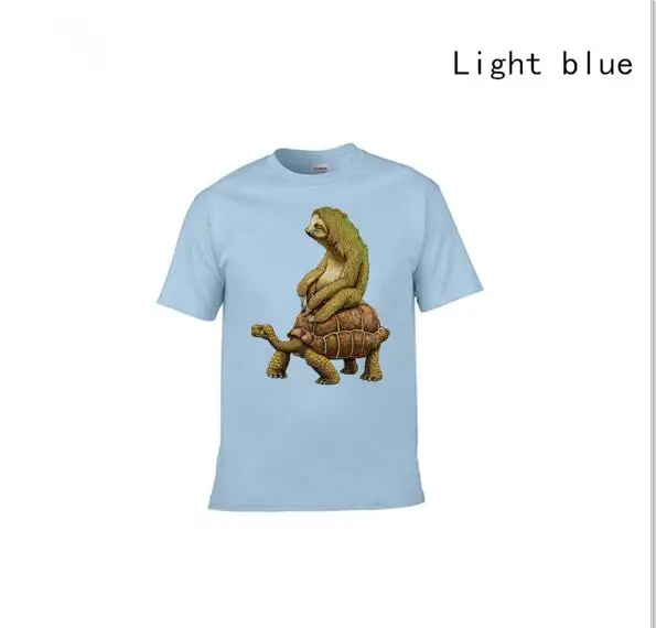 100% Cotone Divertente Sloth Tartaruga di Mare Uomo T Camicette Moda Casual Magliette e camicette Animale Stampato T-Shirt