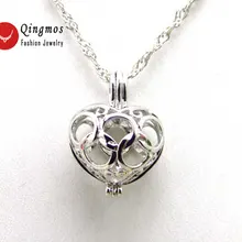 Qingmos Wish жемчужная Подарочная коробка 20 мм Сердце клетка Чокеры ожерелье для женщин с Oyster Love цепочка с жемчужным кулоном Ожерелье Colar-3622