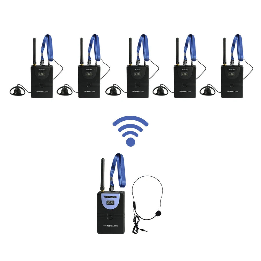 TP-WIRELESS 2.4 جيجا هرتز الصوت مرشد سياحي نظام لاسلكي نظام الترجمة 1 الارسال + N استقبال + 1 ميكروفون + N سماعات