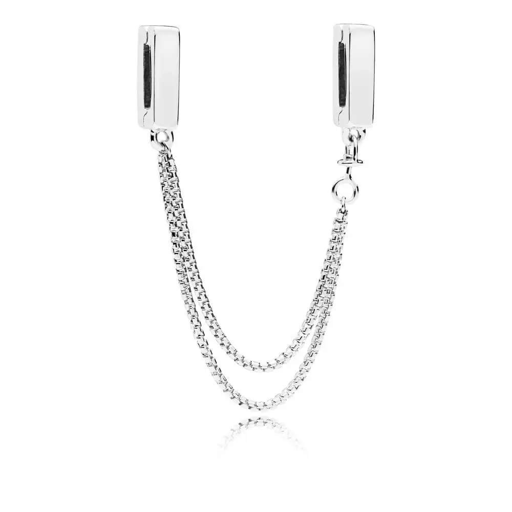 

2018 New Authentic 925 sterling silver Reflexions Safety Chain charm Fit pandora bracelet charms silver 925 original DIY Jewelry