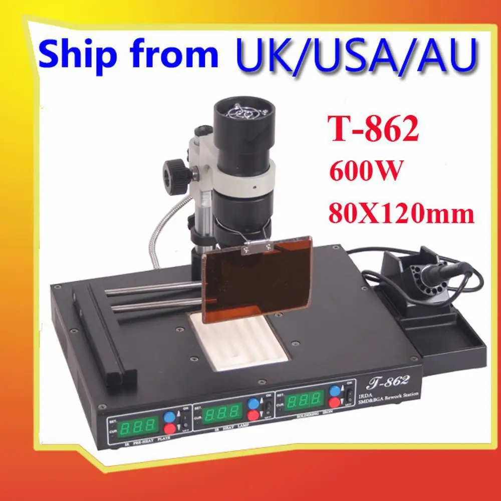 T862 REWORK STATION USES AN INFRARED SOURCE AND OPTICS SOLDERING TECHNOLOGY HIGH QUALITY |