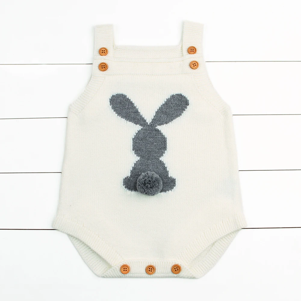 Newborn Baby Bodysuits Adorable Rabbit Pattern Girl Boy Knit Jumpsuits Toddler Infant Funny Onsie Fall Spring Outerwear Clothes