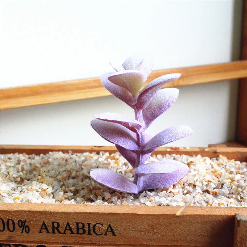 37 Charming Accessories Flocking DIY Mini Plant Plastic 1pc New Bridal Bouquet Fashion Purple Succulents Flower wall Floral - Цвет: 37