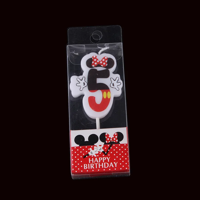 1 PCS С Днем Рождения мультяшная свеча Микки и Минни Маус Мышь лампы в форме свечи Юбилей торт номера От 0 до 9 лет лампы в форме свечи вечерние украшения - Цвет: Minnie 5