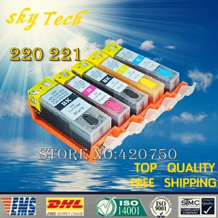 

5PK Full ink Refillable Cartridges suit for PGI220 CLI221, Suit for canon IP3600 IP4600 IP3680 MP540/MP620/MP630 ,with ARC chips