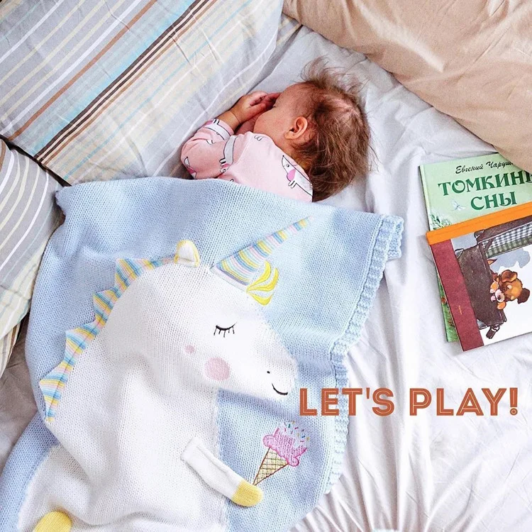 Nordic единорог мультфильм животных Портативный Печатный жаккард Тканые Пикник дома Одеяла Одеяло для проведения Одеяло T197