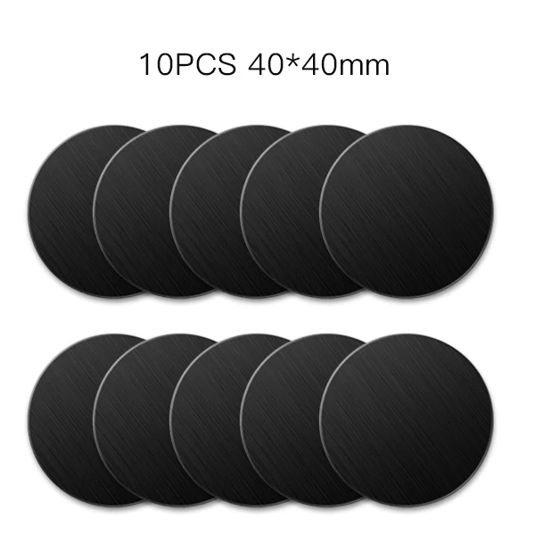 10PCS Round Black ACCEZZ круглая магнитная металлическая пластина-диск для автомобильного держателя телефона железный лист наклейка Тонкий Магнит для мобильного телефона кронштейн аксессуар - Цвет: 10PCS Round Black