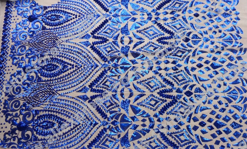 La Belleza 1 ярд белые блестки на белой сетке embroidred кружевной ткани для платья ткани