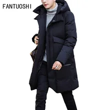 Зимняя куртка мужская длинная парка куртка Толстая шляпа парка пальто Мужская теплая однотонная ветрозащитная куртка высокого качества черный большой размер 4XL