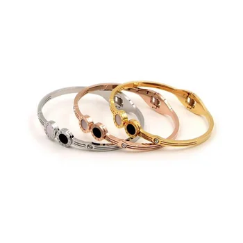

black and white shell Jewelry Gift Luxury Crystal stainless steel Cuff Bracelets Bangle & Bracelet bangles for women