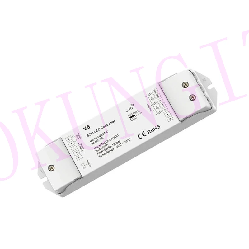 5CH* 5A 12-24VDC CV контроллер(Push Dim) V5 RGB+ CCT контроллер высокой мощности V5 контроллер низкого давления светодиодный RGB+ CCT светодиодный