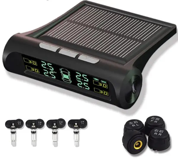 

TPMS Tire Pressure Alarm Monitoring System Tyre Pressure Sensor Auto Security Alarm monitor System Solar Power charging For Car