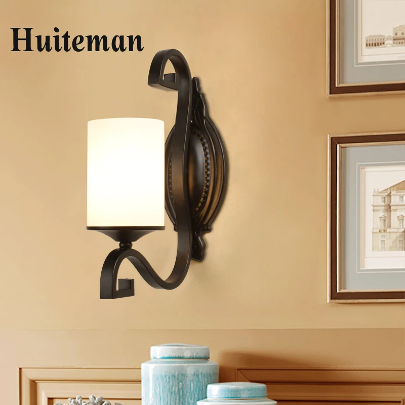 Glass Wall Lamp American Retro Country Loft Style LED lamps Industrial Vintage Iron wall light for Bar Cafe Indoor Home Lighting | Лампы и