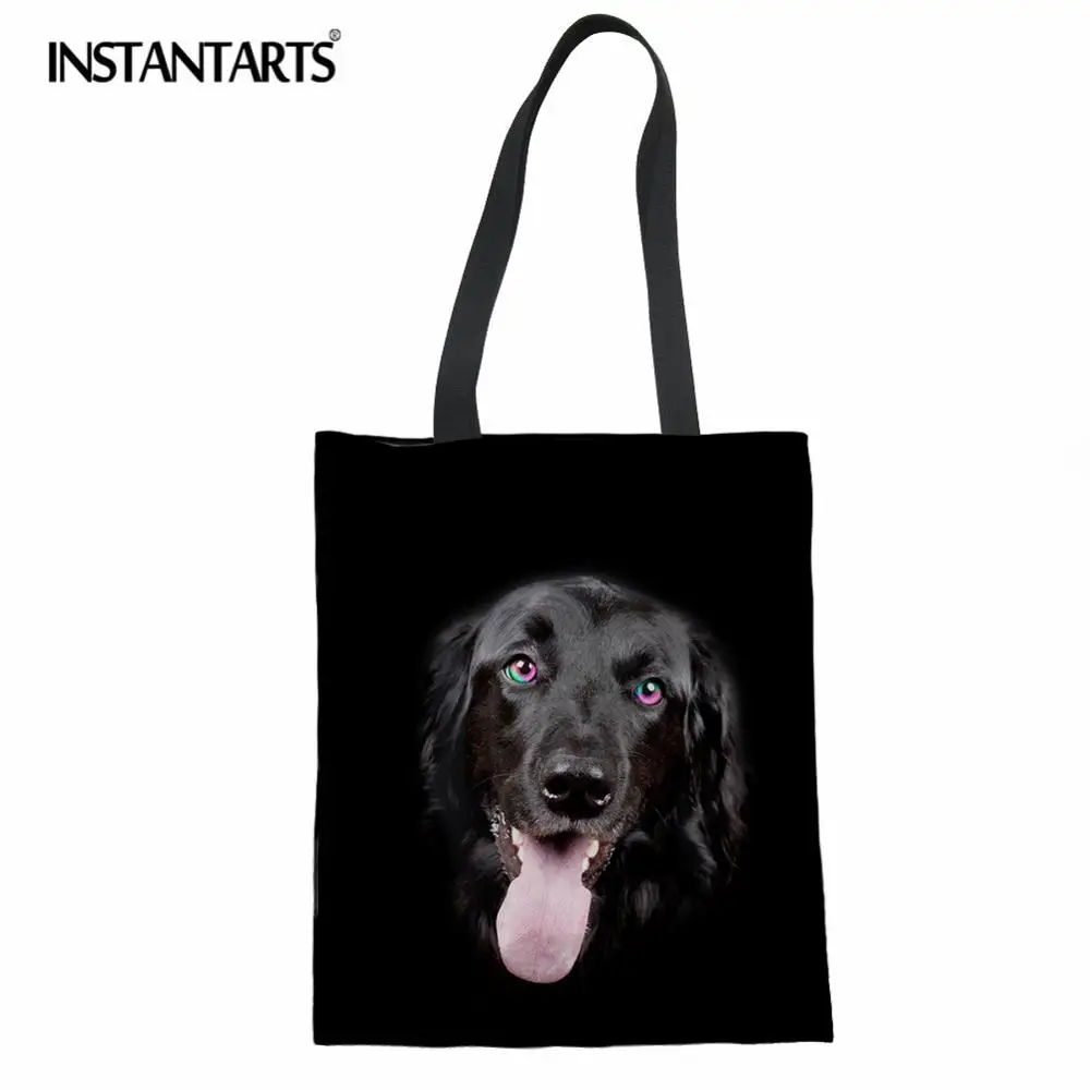 INSTANTARTS 3D черная кошка собака с животным принтом женская льняная большая сумка для покупок портативные прочные продуктовые сумки повседневные холщовые сумки - Цвет: CC3079Z22