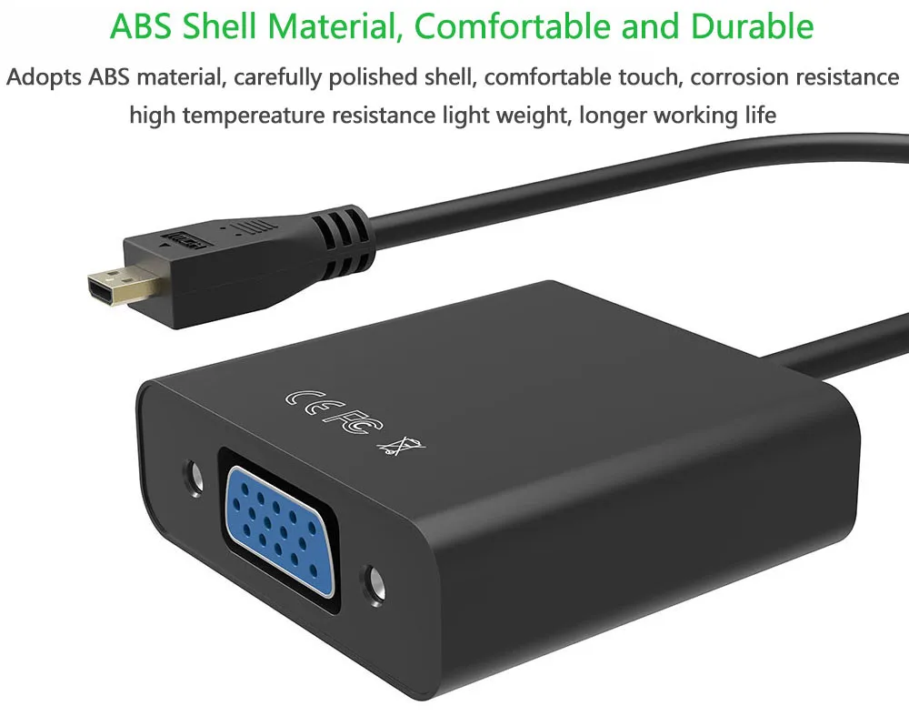 Robotsky Micro HDMI мужчин и женщин VGA кабель адаптер конвертер Поддержка HD 1080 P для Xbox PS4 проектор Камера ЖК-дисплей ТВ Настольный ПК