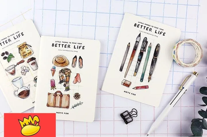 Мини-блокнот "Better Life", набор из 4 милых бумажных блокнотов, планировщик, карманный школьный блокнот, блокнот для путешествий, памятка, подарок