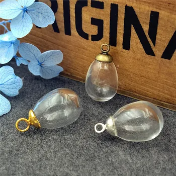 

20set 14.5*11mm drop glass globe 3mm hole with 6mm / 8mm beads cap jewelry findings charms glass bottle glass vial pendant