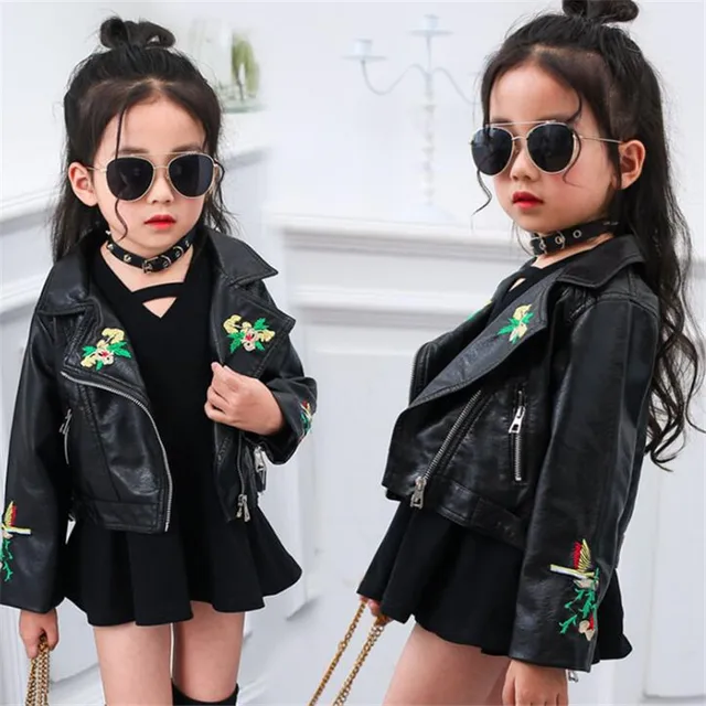 autumn fashion kids leather jacket girls PU jacket children leather