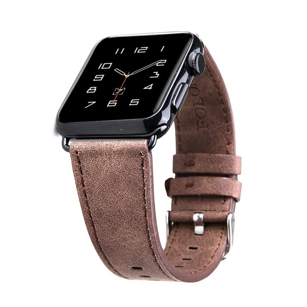 Кожаный ремешок FOLOME для Apple Watch SE Band 40 мм 44 38 42 классический браслет в стиле ретро