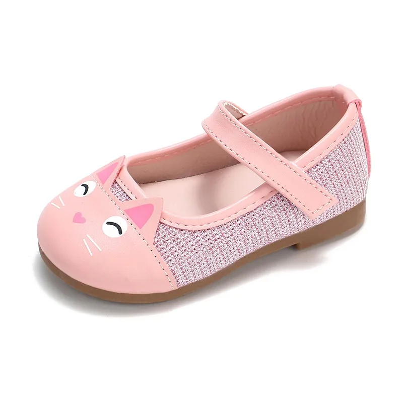 Модные нарядные туфли на плоской подошве для девочек; детская обувь принцессы из искусственной кожи с героями мультфильмов
