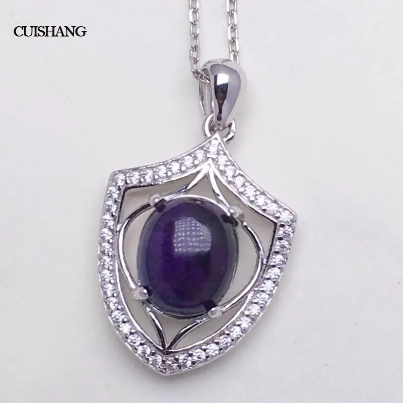 

CSJ Natural Sugilite pendants sterling silver women Necklace Wedding Engagement party Gift Fine Jewelry