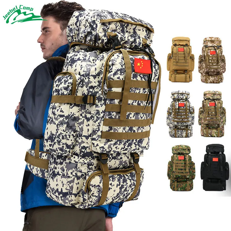 

Jeebel 70L 600D Camping Hiking Mountaineering Backpack Military Molle Camo Waterproof Tactical Bag Adjustable Large Capacity