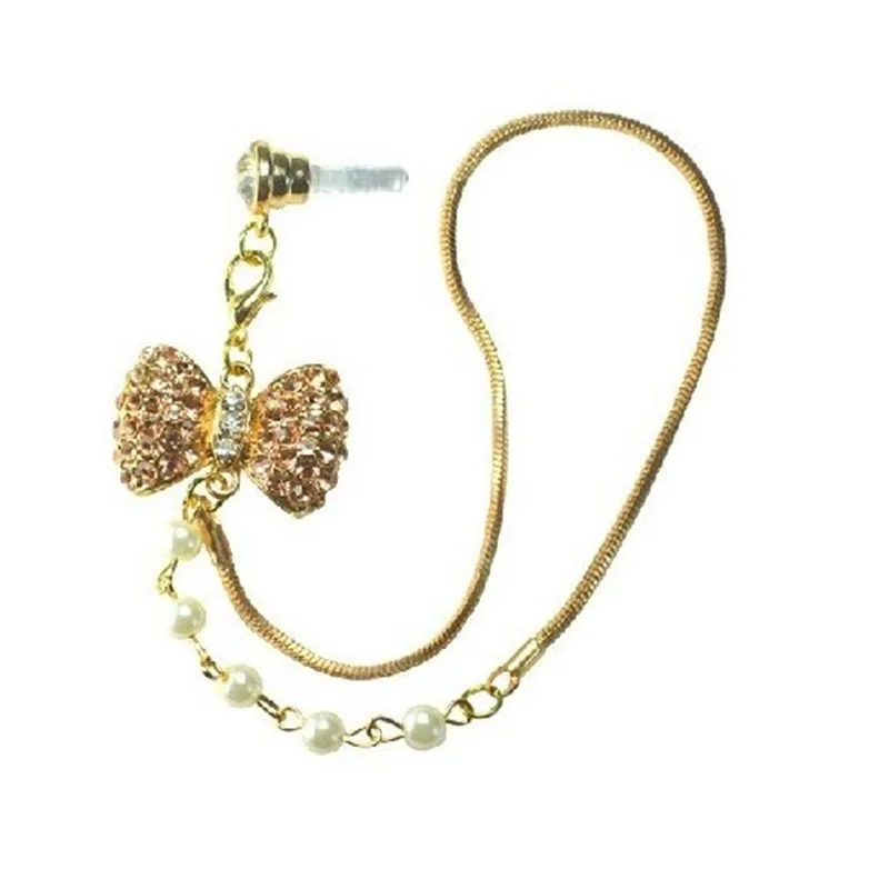 Rhinestones Bow-Knot Headphones Dust Plug Cute Bow tie 3.5mm Earphone Dust-Plug Cellphone Headset Anti Plugs Phone Accessories