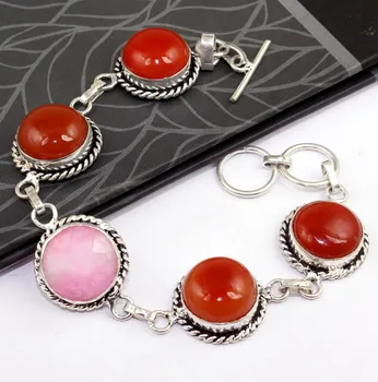 

Carnelian & Dichroic Glass Bracelet, 20 cm, B0308