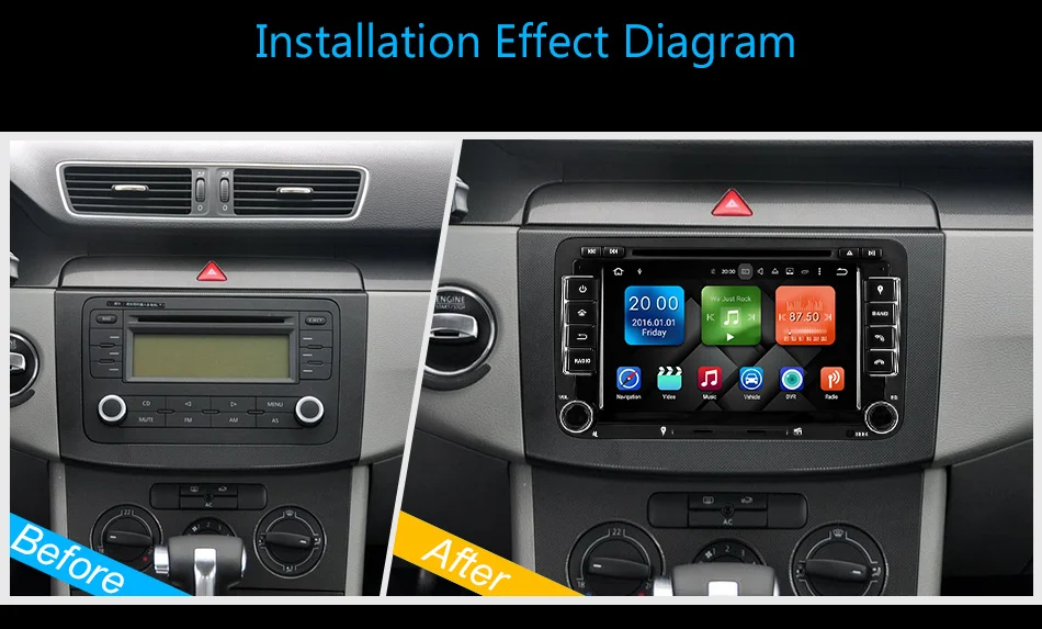 Top Eunavi Octa Core Android 9.0 2 Din Car dvd player For VW GOLF JETTA POLO TOURAM PASSAT B6 GPS Navi Stereo Radio touch screen usb 25