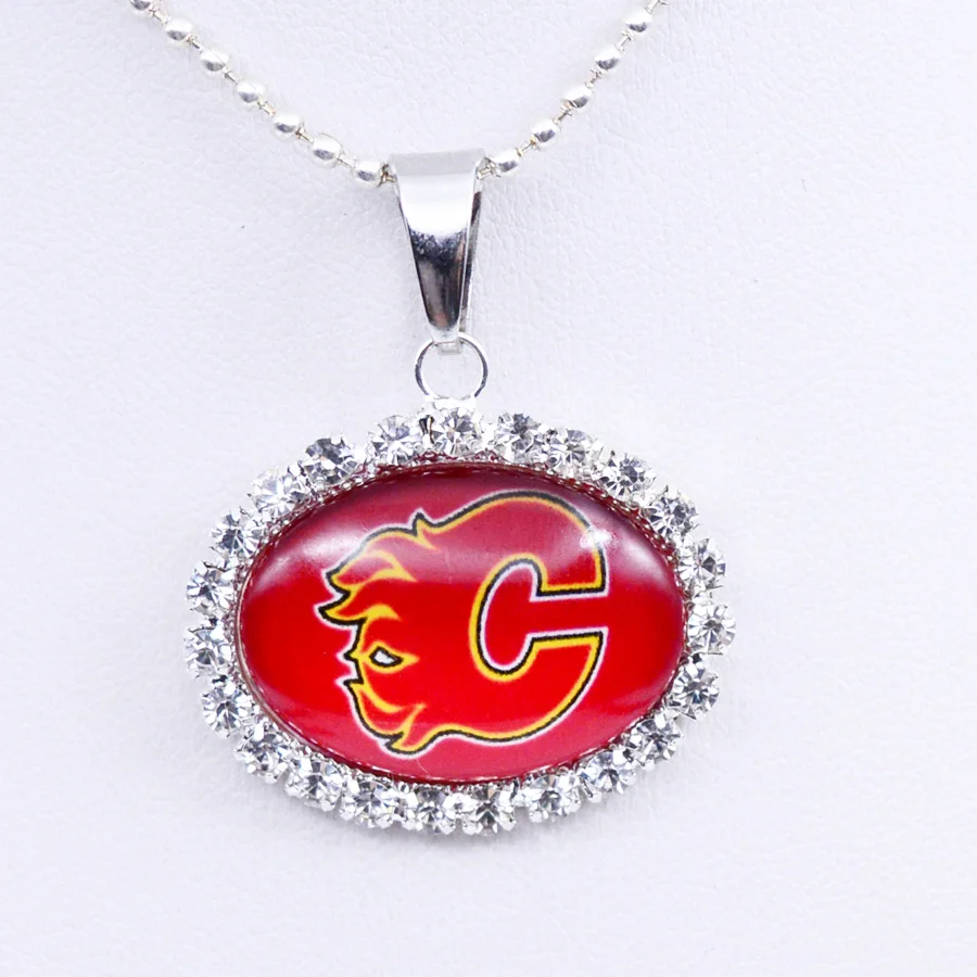 Necklace NHL Calgary Flames Charm Pendant Ice Hockey Jewelry for Women