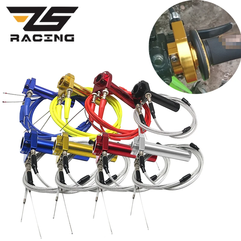

ZS Racing 22mm 7/8" CNC Aluminum Accelerator Throttle Twist Grips + 2 pcs Throttle Cables Handlebars Motorcycle Scooter GY6