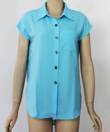 Korean Fashion Clothing Women Short Sleeved Blouse Pure Color  Pocket Office Lady  Cotton Linen Shirt Female Streetwear