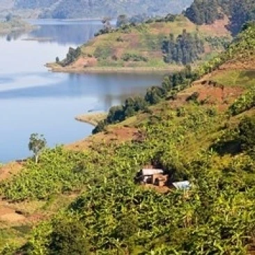 Lake Mutanda near Kisoro  Uganda Poster Print by Martin Zwick (19 x 12)