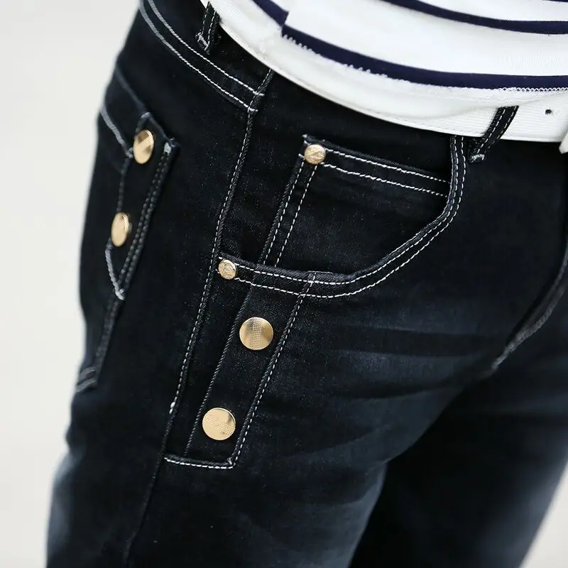 Black New Brand Men's Designer Black Jeans Casual Denim Slim Fit Trousers