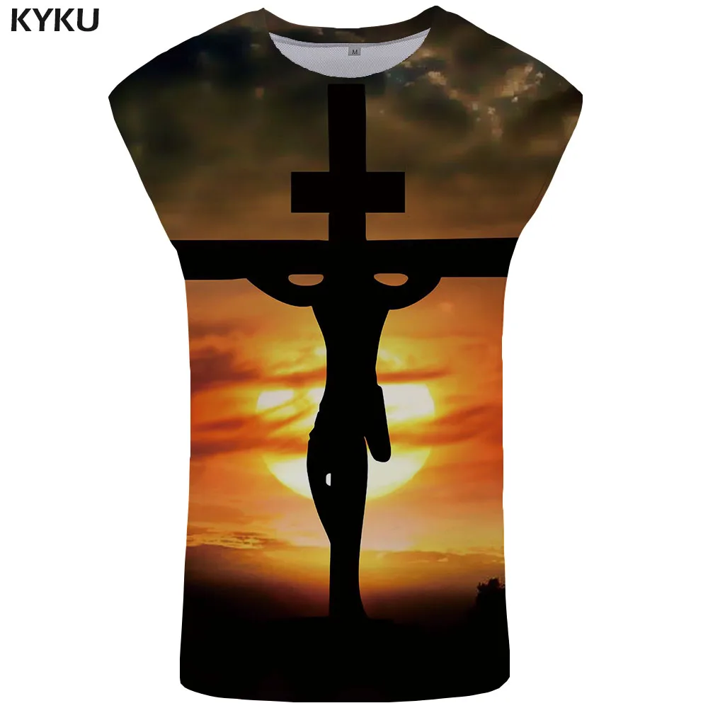 KYKU Jesus Tank Top Men Space Stringer Harajuku Singlet Moon Undershirt ...