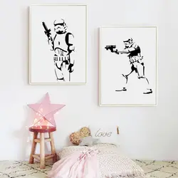 Star Wars фильм императорской стены Книги по искусству изображение Trooper Черный и белый холст картины Книги по искусству печати плакат картина
