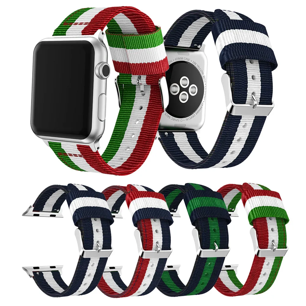 

Stripe Nylon Straps for Apple Watch 4 44mm 42mm 38mm 40mm Strap Nylon Bands Bracelet for iWatch Series 4 3 2 1 Watch Band