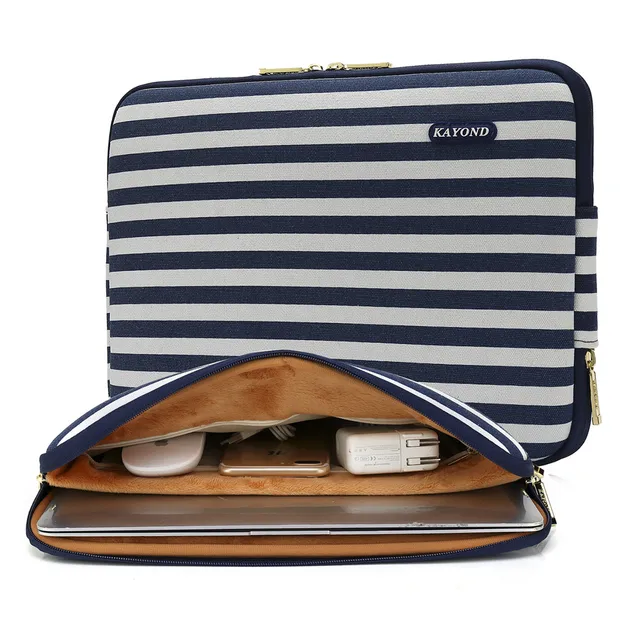Best Price 2018 Fashion Lines Stripe Laptop Sleeve Blue White Tablet Bag 11 12 13 14 15 17 Notebook Case for Mabook Air Pro Retina 11 13 15